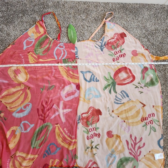 FARM Rio Cover Up Wrap Dress Women's Size M Multicolor Mixed Fruits Ocean Resort - Picture 14 of 16